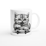 Taza Blanca con Impresión de Gato "Gamer Miau Frustrado" Michilandia | La tienda online de los fans de gatos