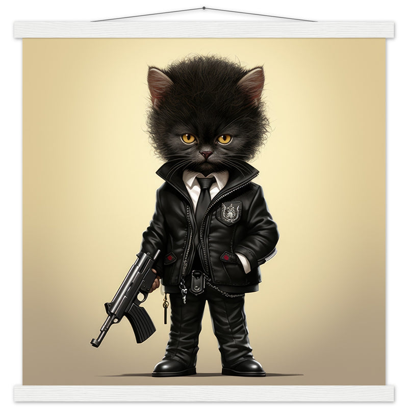 Póster semibrillante de gato con colgador "Michi Jules Winnfield" Gelato