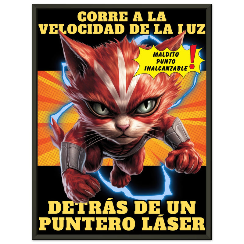 Póster Semibrillante de Gato con Marco Metal "Flash Cat" Michilandia | La tienda online de los amantes de gatos