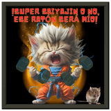 Póster Semibrillante de Gato con Marco Metal "Fuerza Felina Saiyajin" Michilandia | La tienda online de los fans de gatos