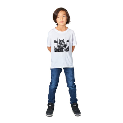 Camiseta Junior Unisex Estampado de Gato "Batería Gatuna" Michilandia | La tienda online de los fans de gatos