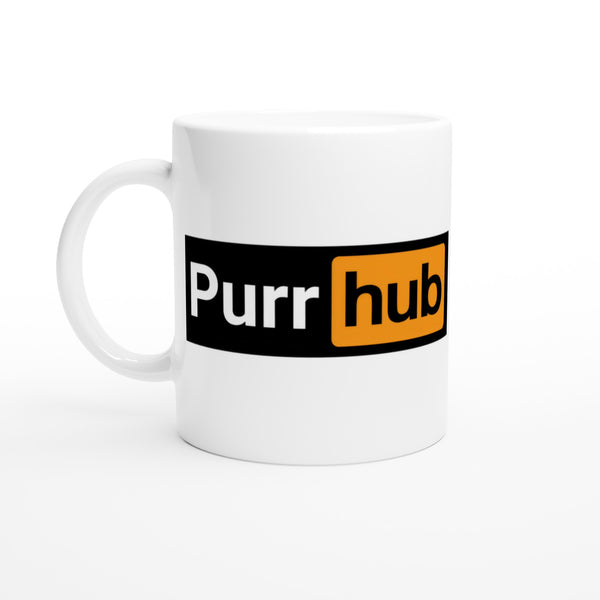 Taza Blanca con Impresión de Gato "Purr Hub"