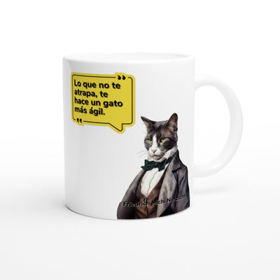 Taza blanca con impresión de gato "Friedrich Michi Nietzsche" Michilandia | La tienda online de los amantes de gatos