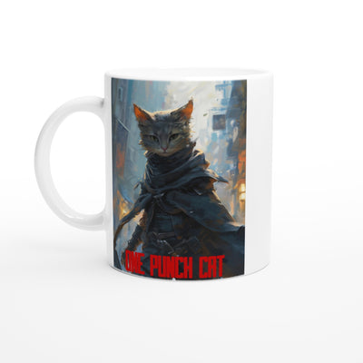 Taza Blanca con Impresión de Gato 