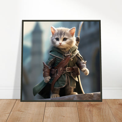 Póster semibrillante de gato con marco metal 