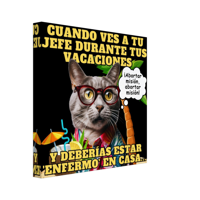 Lienzo de Gato "Vacaciones Clandestinas" Michilandia | La tienda online de los amantes de gatos