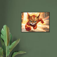 Póster semibrillante de gato con marco metal "Fluffy Flash" Gelato
