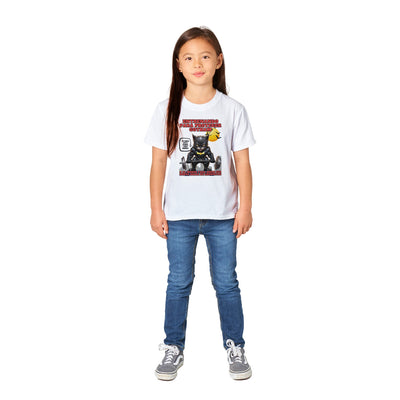 Camiseta Junior Unisex Estampado de Gato "Entrenamiento Nocturno" Michilandia | La tienda online de los amantes de gatos