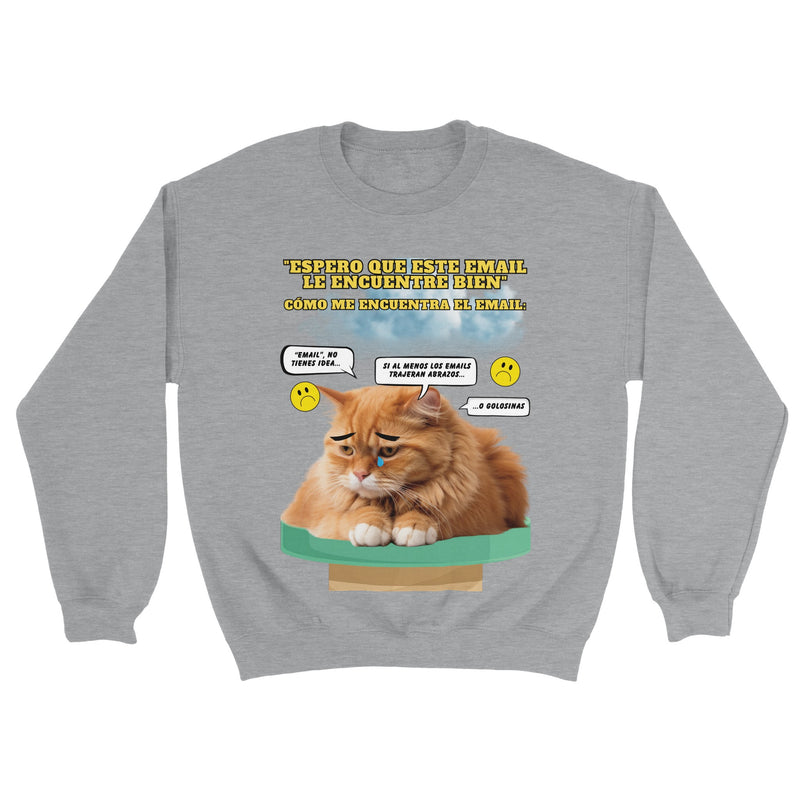 Sudadera unisex estampado de gato "Melancolía Digital" Michilandia | La tienda online de los amantes de gatos