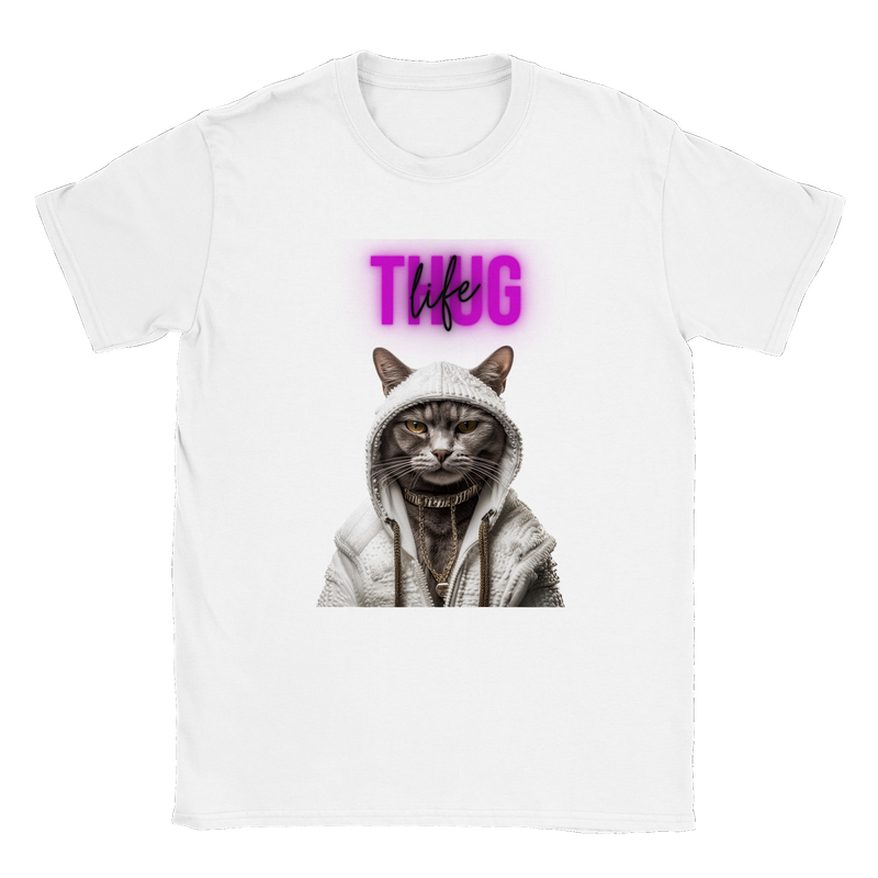 Camiseta unisex estampado de gato "Thug life" Gelato