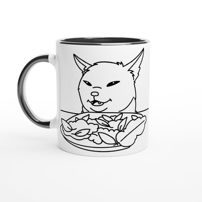 Taza Bicolor con Impresión de Gato 