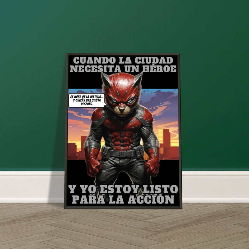 Póster Semibrillante de Gato con Marco Metal 