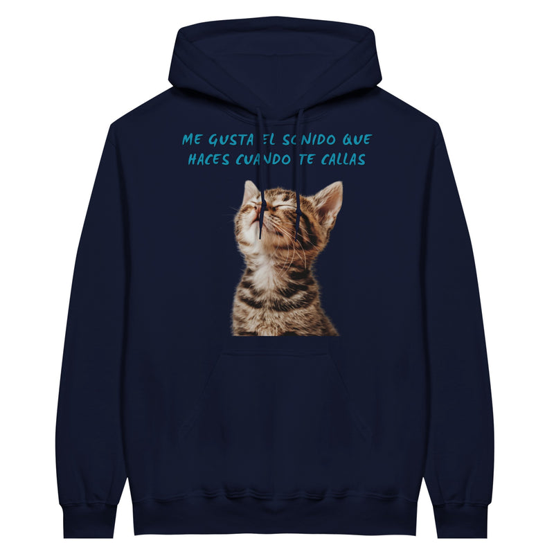 Sudadera con Capucha Unisex Estampado de Gato "Silencio Melódico" Michilandia | La tienda online de los fans de gatos