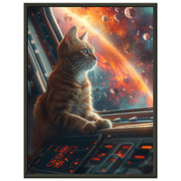 Póster Semibrillante de Gato con Marco Metal "Aventura Galáctica Felina" Michilandia | La tienda online de los fans de gatos