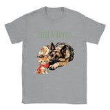 Camiseta unisex estampado de gato "Pixie & Brutus: Dulce Vigilancia"