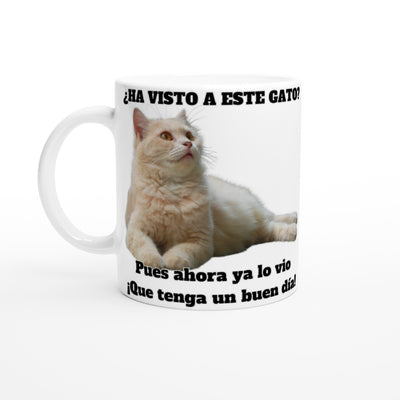 Taza Blanca con Impresión de Gato 