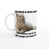 Taza Blanca con Impresión de Gato "Gato del Día" Michilandia | La tienda online de los fans de gatos