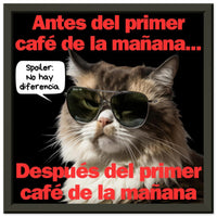 Póster Semibrillante de Gato con Marco Metal "Amanecer Grumpy" Michilandia | La tienda online de los fans de gatos