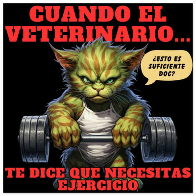 Panel de aluminio impresión de gato "Michi Hulk en el Gym" Michilandia | La tienda online de los amantes de gatos