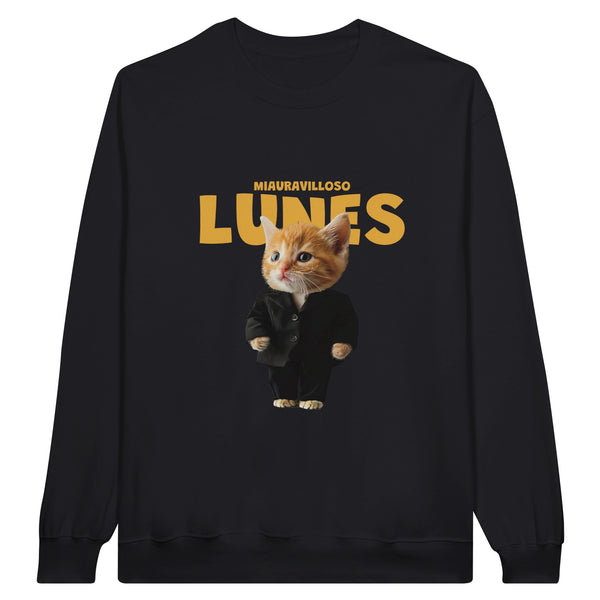 Sudadera Unisex Estampado de Gato "Lunes Miauravilloso"