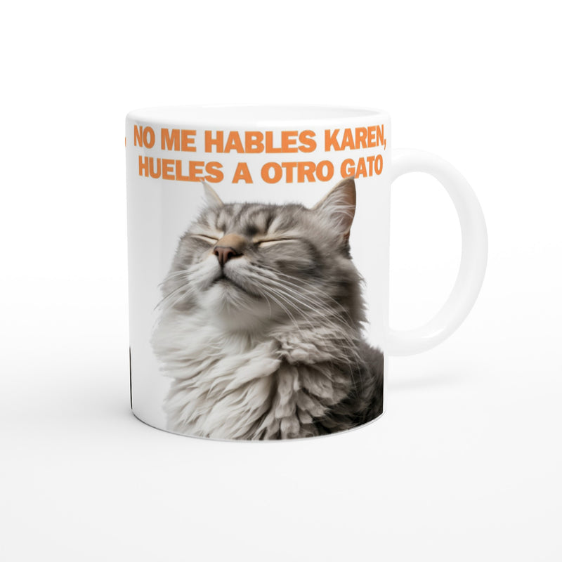 Taza Blanca con Impresión de Gato "Indignación Felina" Michilandia | La tienda online de los fans de gatos