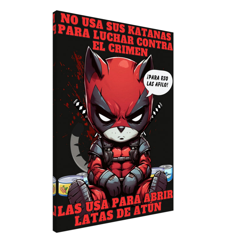 Lienzo de gato "Katanas y Latas" Michilandia | La tienda online de los amantes de gatos