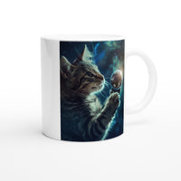 Taza Blanca con Impresión de Gato "Explorador Estelar" Michilandia | La tienda online de los fans de gatos