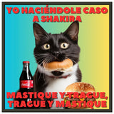 Póster Semibrillante de Gato con Marco Metal "Masticar y Tragar" Michilandia | La tienda online de los fans de gatos
