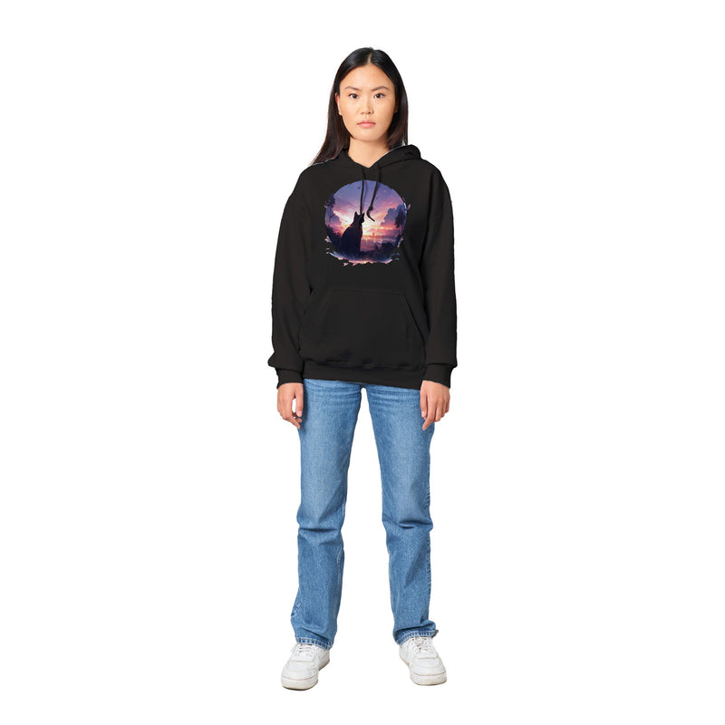 Sudadera con capucha unisex estampado de gato "Mirando la ciudad" Gelato