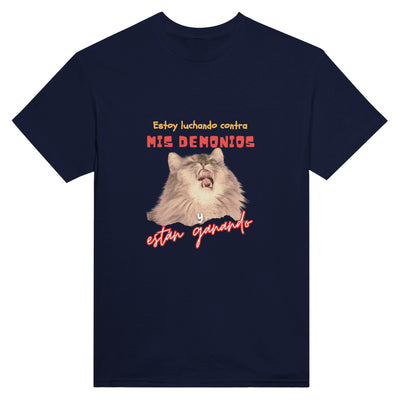 Camiseta Unisex Estampado de Gato "Lucha Interna" Michilandia | La tienda online de los fans de gatos