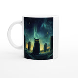 Taza Blanca con Impresión de Gato "Guardián de las Estrellas" Michilandia | La tienda online de los fans de gatos