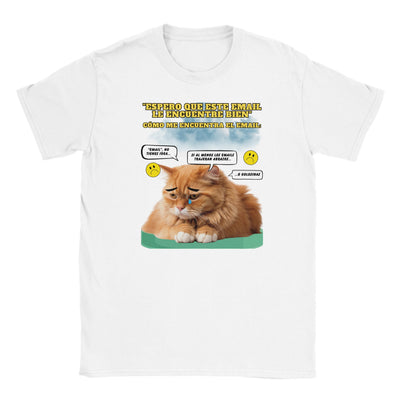 Camiseta júnior unisex estampado de gato 