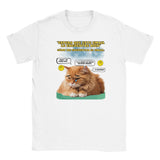 Camiseta júnior unisex estampado de gato "Melancolía Digital" Blanco