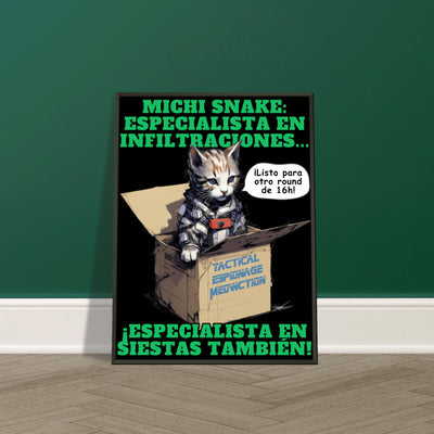 Póster Semibrillante de Gato con Marco Metal 