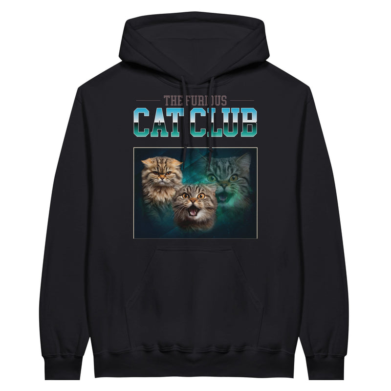 Sudadera con Capucha Unisex Estampado de Gato "El Club de los Gatos Furiosos" Michilandia