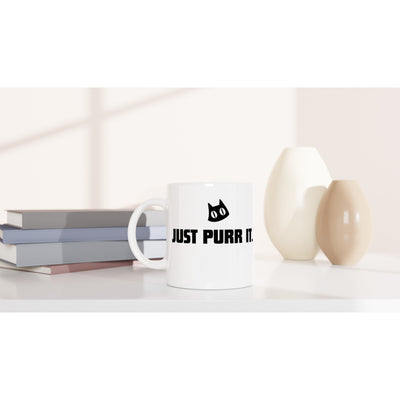 Taza Blanca con Impresión de Gato "Just Purr It." Michilandia | La tienda online de los fans de gatos