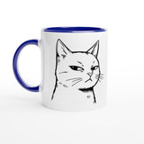 Taza Bicolor con Impresión de Gato "Mirada Sospechosa" Michilandia