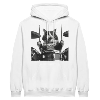 Sudadera con Capucha Unisex Estampado de Gato "Batería Gatuna" Michilandia | La tienda online de los fans de gatos