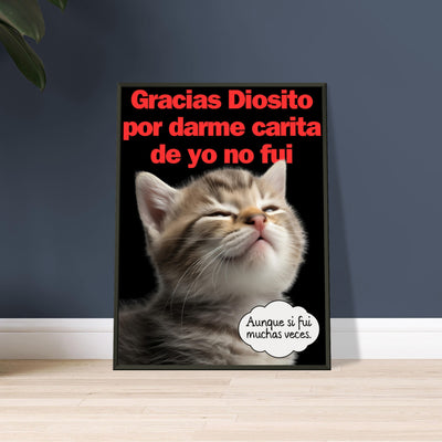 Póster Semibrillante de Gato con Marco Metal 