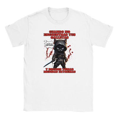 Camiseta júnior unisex estampado de gato 