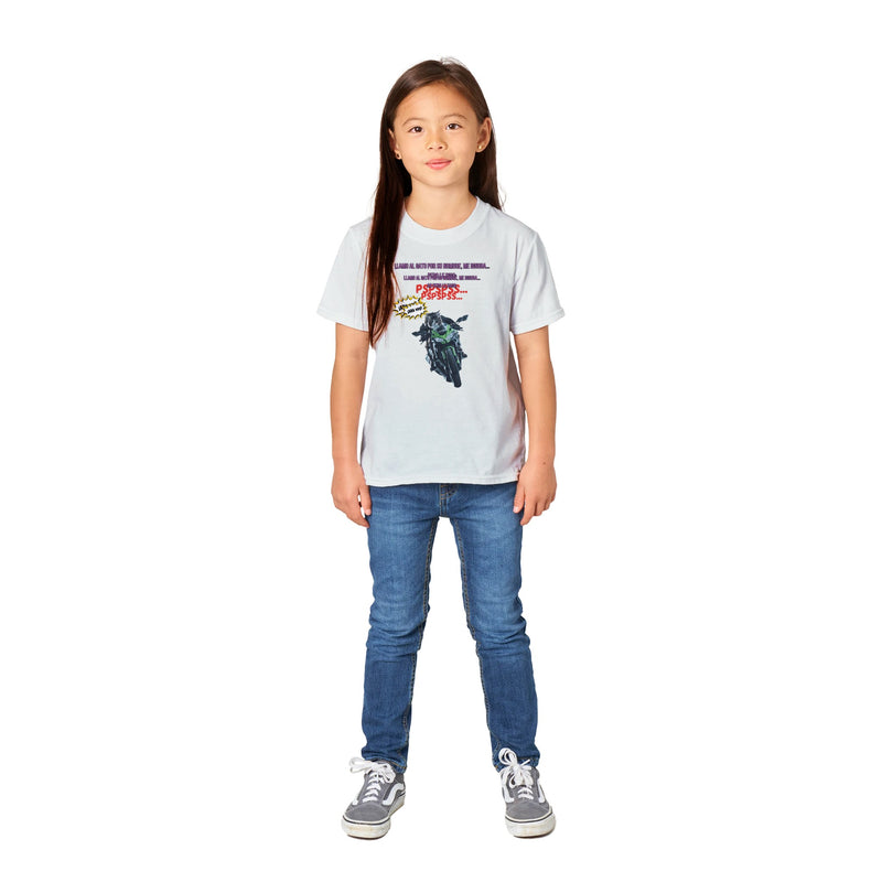 Camiseta Junior Unisex Estampado de Gato "A toda Velocidad" Michilandia