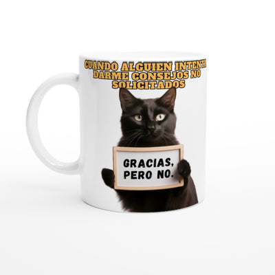 Taza Blanca con Impresión de Gato 