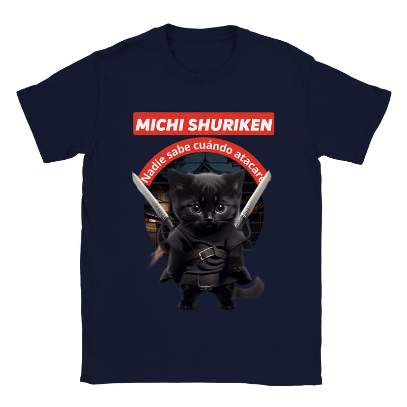 Camiseta unisex estampado de gato "Michi shuriken" Gelato