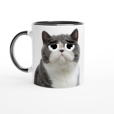 Taza Bicolor con Impresión de Gato 