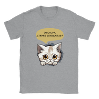 Camiseta unisex estampado de gato "Tienes croquetas?"