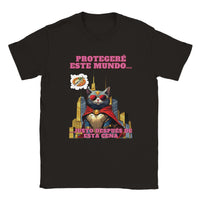 Camiseta unisex estampado de gato "Guardián de la Cena" Negro