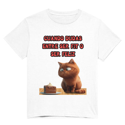 Camiseta Unisex Estampado de Gato "Dilema Dulce" Michilandia | La tienda online de los fans de gatos