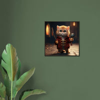Póster semibrillante de gato con marco metal "Michi harry Potter"