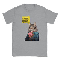 Camiseta unisex estampado de gato "Nicolás Michi Maquiavelo" Sports Grey