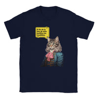 Camiseta unisex estampado de gato "Nicolás Michi Maquiavelo" Navy